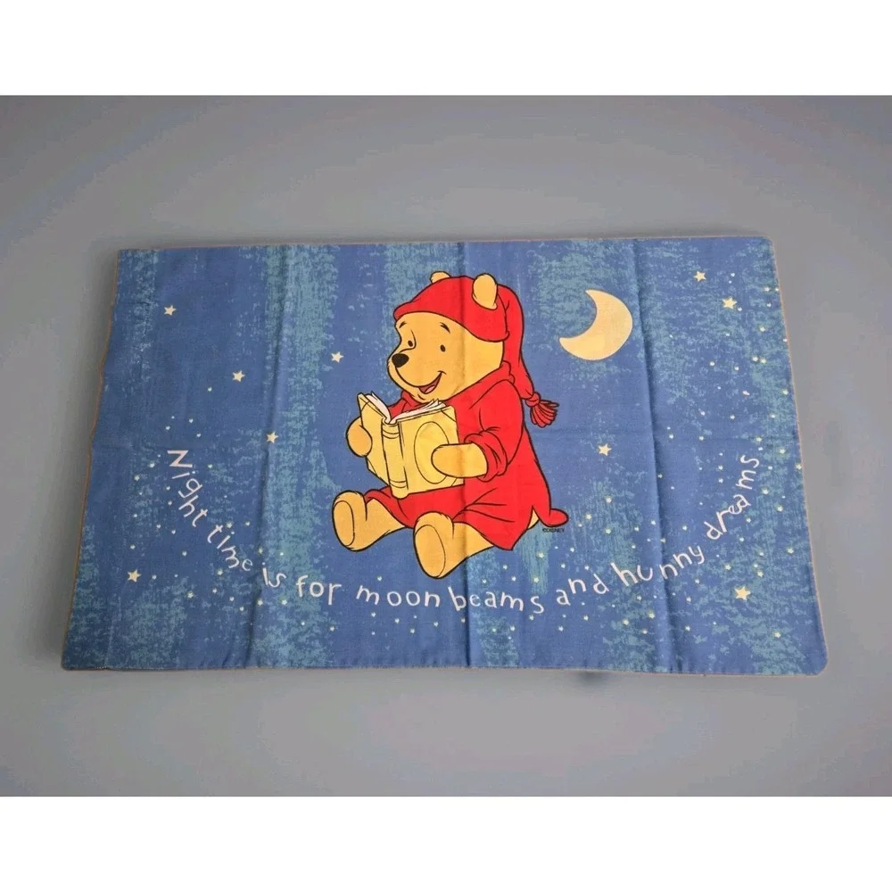 Vtg Disney Winnie Pooh Pillowcase Moon Beams and Honey Dreams 2 Sided Standard